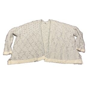 SIONI Open Front Cardigan Crop Sweater Fuzzy Drape Front Light Beige M Boxy Flow